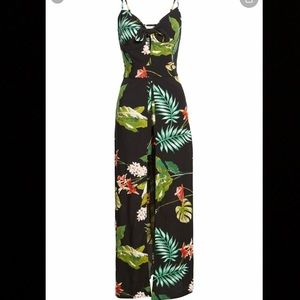 Soprano Tie Front Maxi Romper in Hawaiian Print